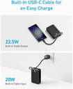 Anker 335 Power Bank (20K 22.5W PD, Built-In USB-C Cable) - Black