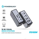 Powerology 15-in-1 Dual Dock Station - Grey