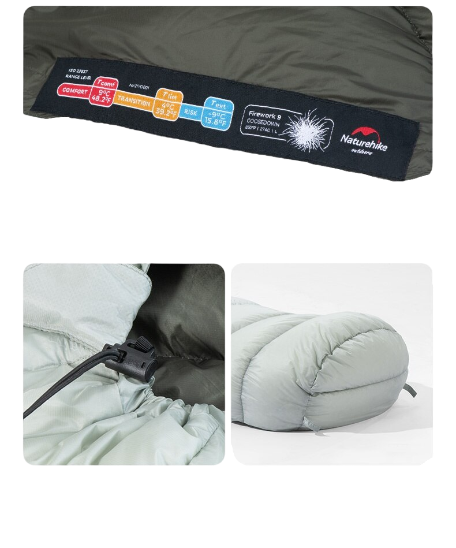 Naturehike (Fireworks) Ultra-light down sleeping Bag (274G) (Large) - Grey