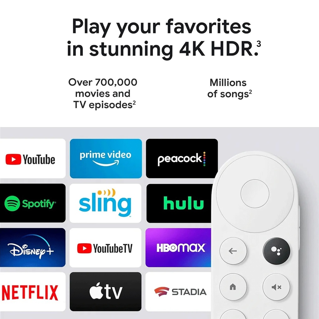 Google Chromecast With Google TV 4K HDR - Snow