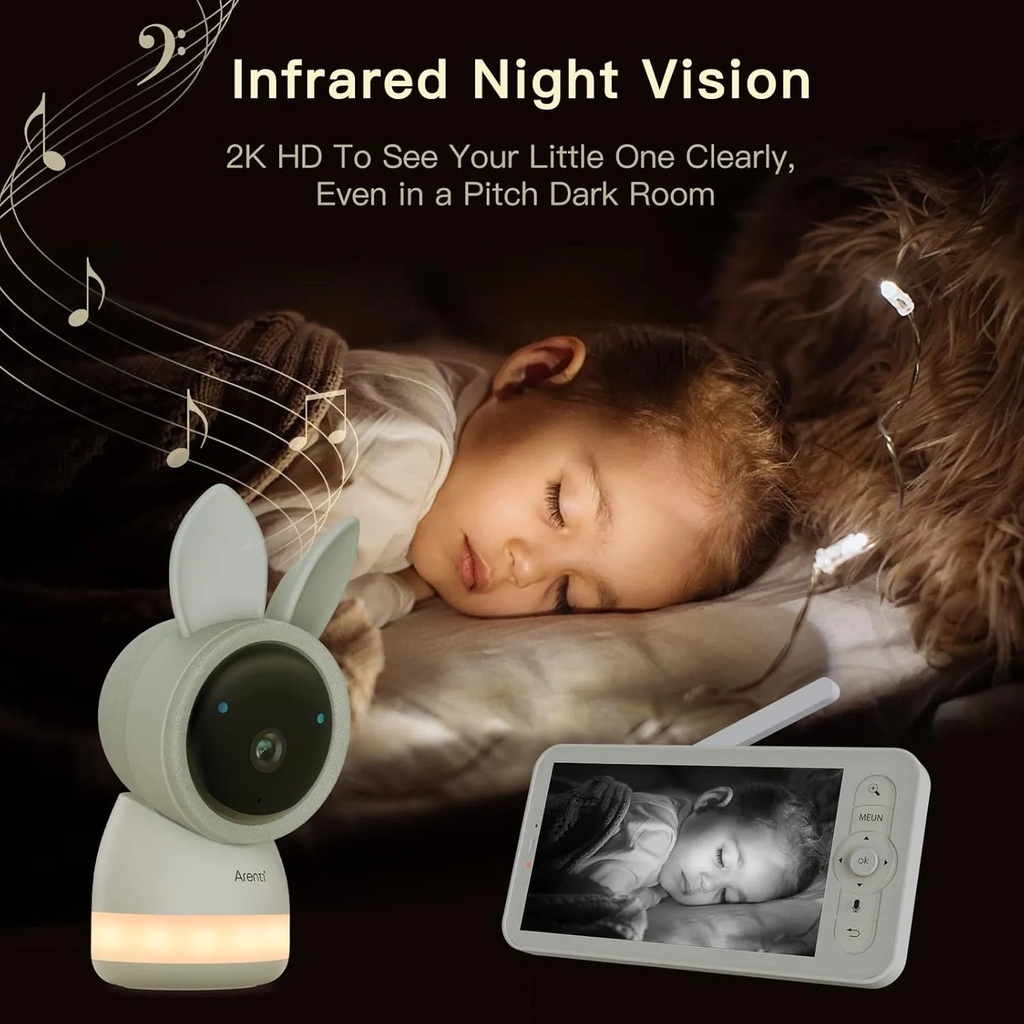 Arenti 2K Wi-Fi Video Baby Monitor With LCD Screen