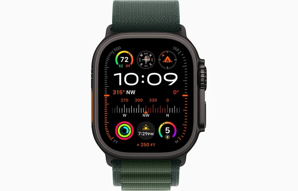 Watch Ultra 2 GPS + Cellular 49mm Black Titanium with Dark Green Alpine Loop – Large