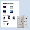 Blupebble Passport 4 World Travel Adapter – Featuring GAN III Tech, 100W Power, 3 USB-C, and 2 USB-A - White