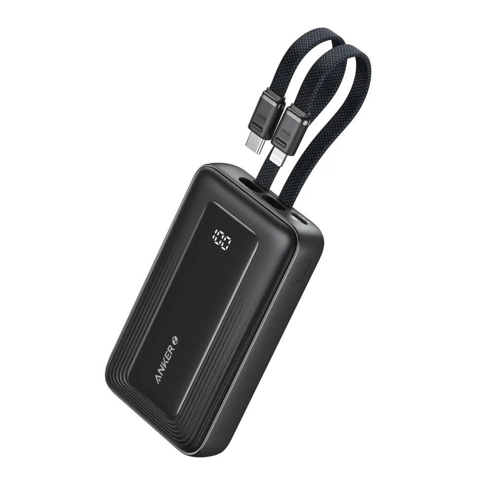 Anker Zolo Power Bank (20K, 30W, Built-In USB-C and Lightning Cable) -Black