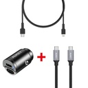 Aukey CC - A4 Dual Port USB-C 30W PD Car Charger + Aukey MFI Braided Nylon USB-C To Lightning Cable + Aukey 1m Nylon Braided USB-C Cable - Black
