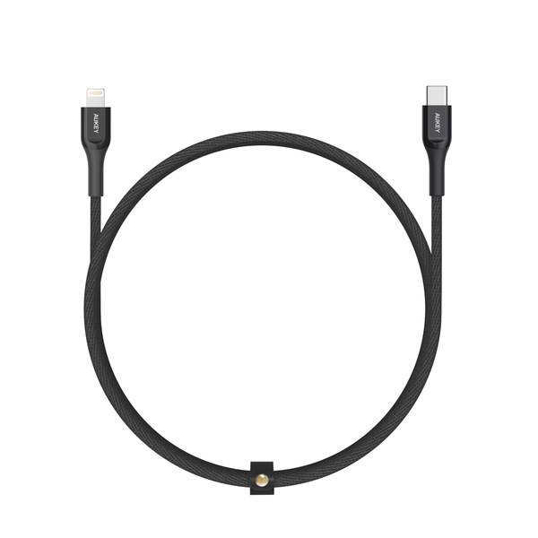 Aukey MFI 18W USB-C To Lightning Kevlar Cable - 1.2 Meter - Black