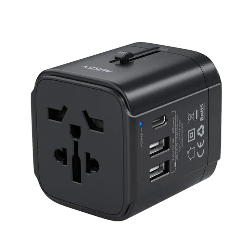 Aukey Universal Adapter with 3 USB Ports - Black