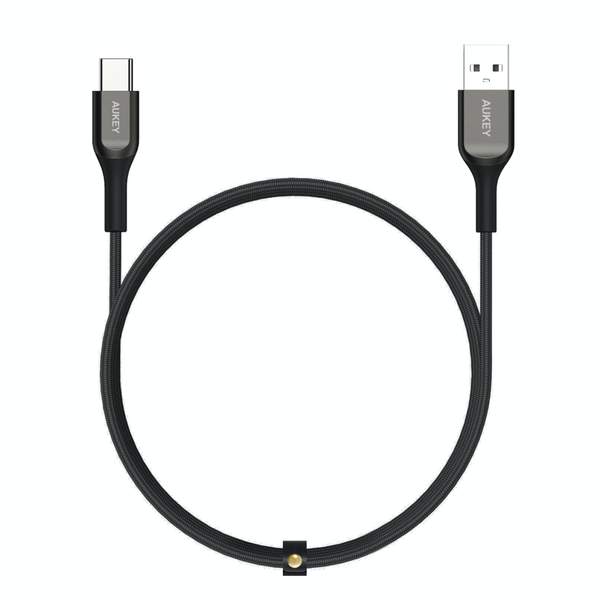 Aukey USB-ATo USB-C Quick Charger 3.0 Kevlar Cable - 1.2M - Black