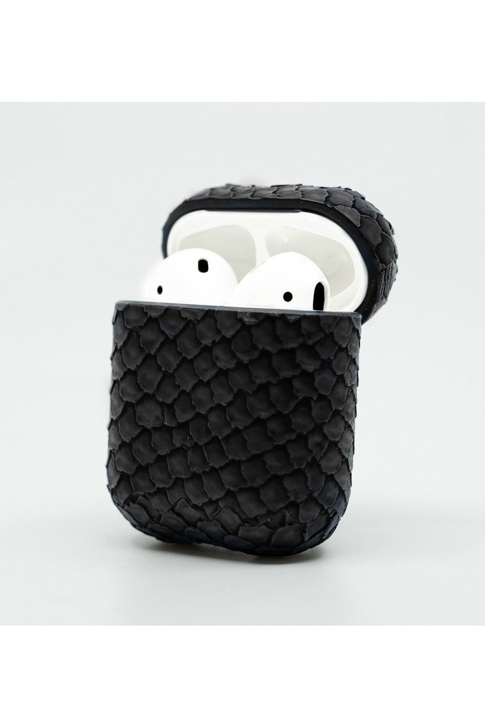 Cloak - Black snakeskin leather Case for AirPods 1,2