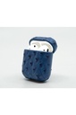 Cloak Blue ostrich leather Case for AirPods 1,2