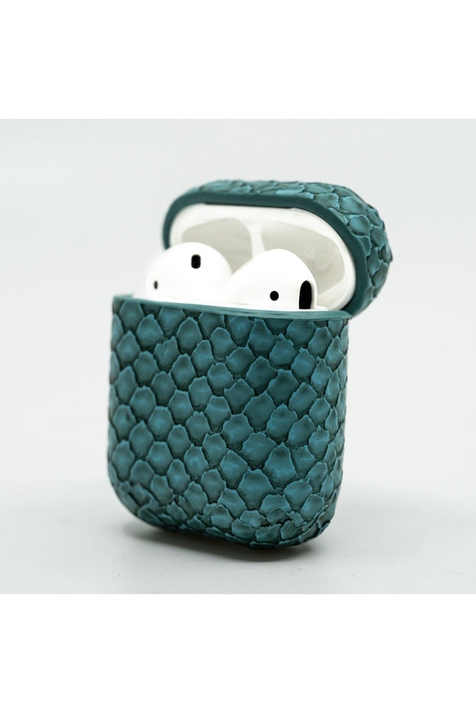 Cloak Light Blue snakeskin leather Case for AirPods 1,2