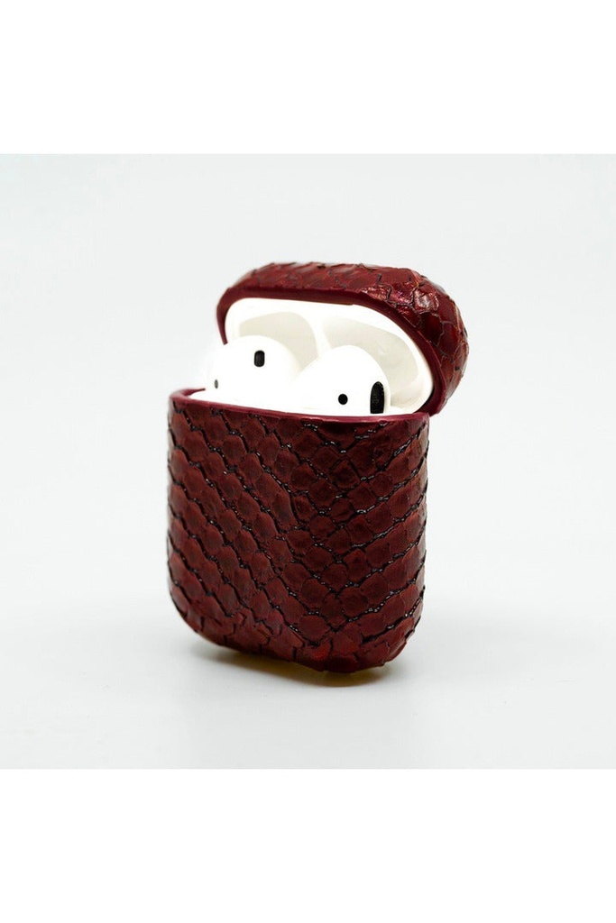 Cloak Maroon snakeskin leather Case for AirPods 1,2