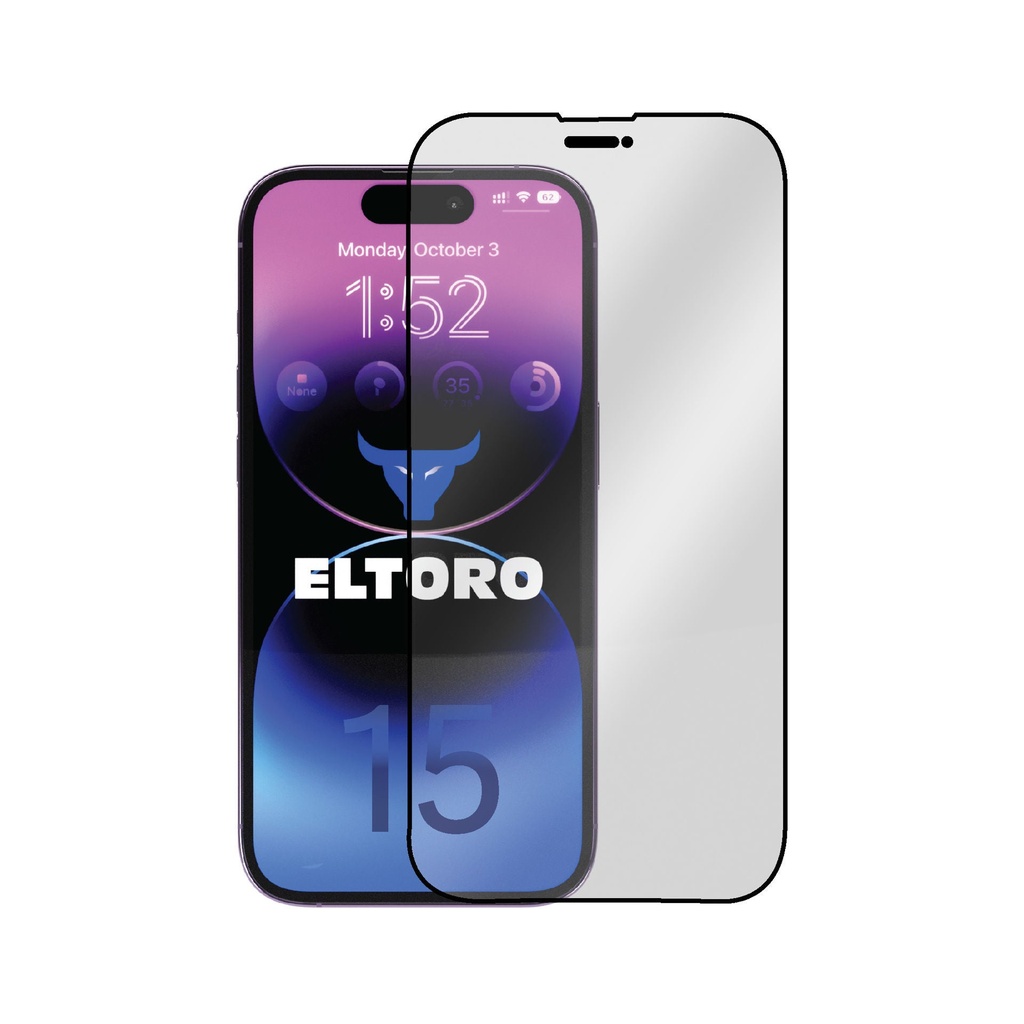 Eltoro Double Strong CF Screen Protector for iPhone 15 - 6.1 clear with - Black frame