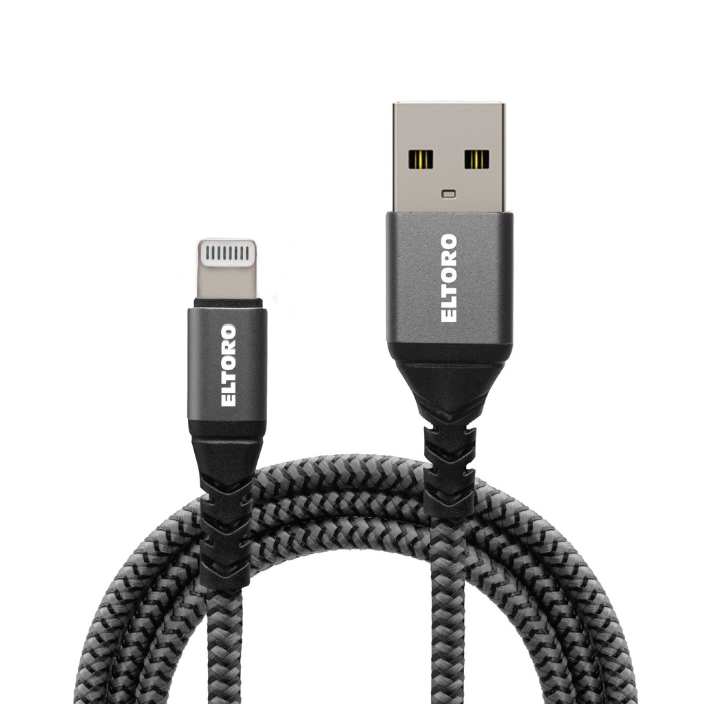 Eltoro USB-A TO Lightning KEVLAR Cable1.5m with - Black Nylon + Gray