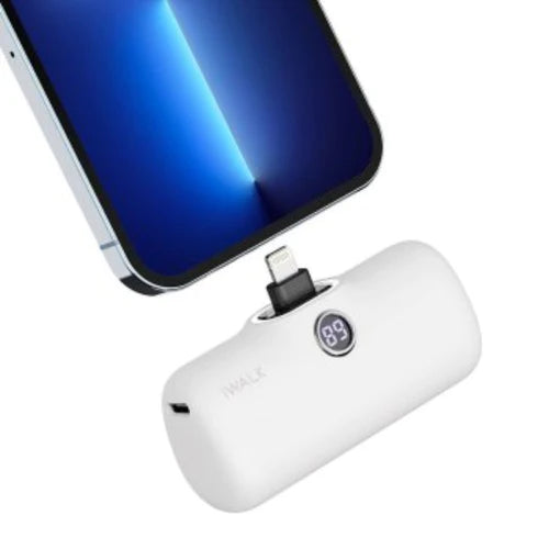 Iwalk Linkme Pro Fast Charger 4800mAh Pocket Battery With Battery Display For iPhone - White