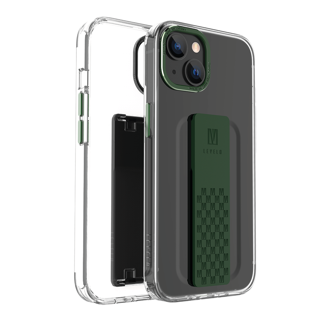 Levelo iPhone 14 Graphia IMD Clear Case With Extra Grip - Green