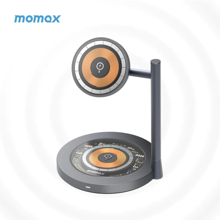 Momax Q.Mag Dual 2 Dual Magnetic Wireless Charger Stand - Transpernt