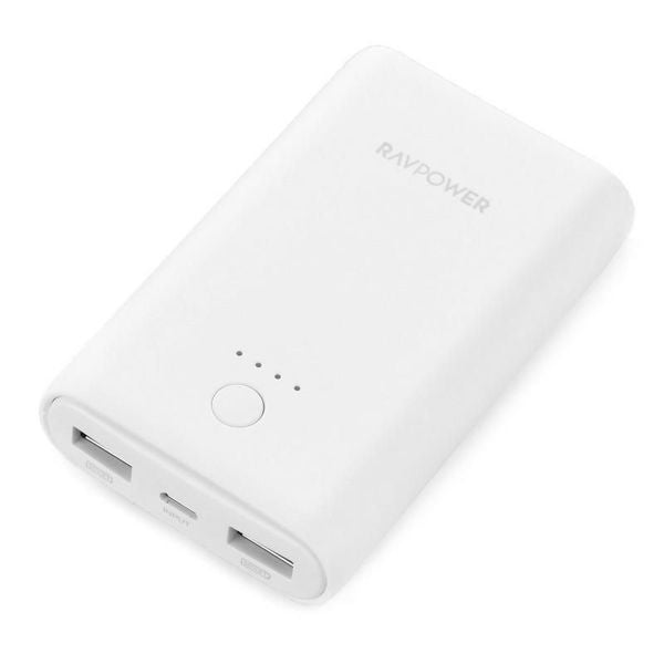 RAVPower 10050mAh SB Portable Charger - White