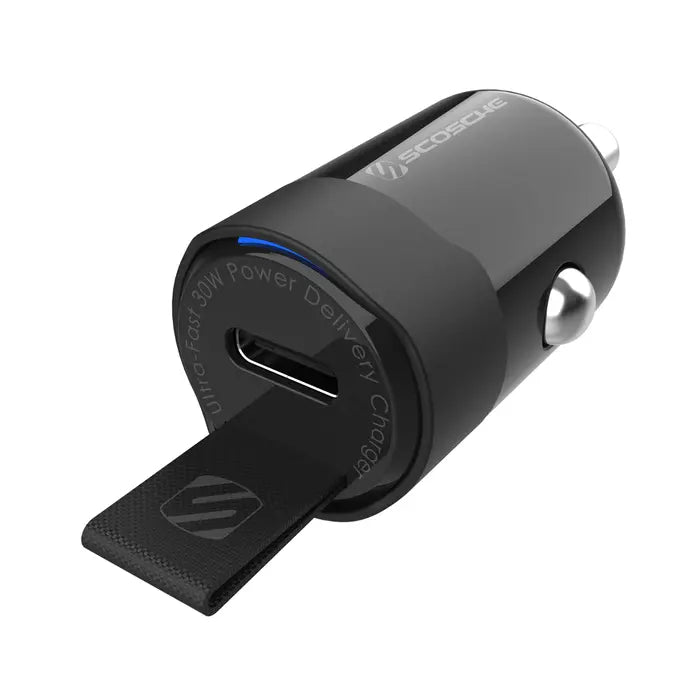 Scosche PowerVolt 30W USB-C Fast Car Charger with Fabric Pull Label and Power Delivery 3.0 with PPS for All USB-C Devices