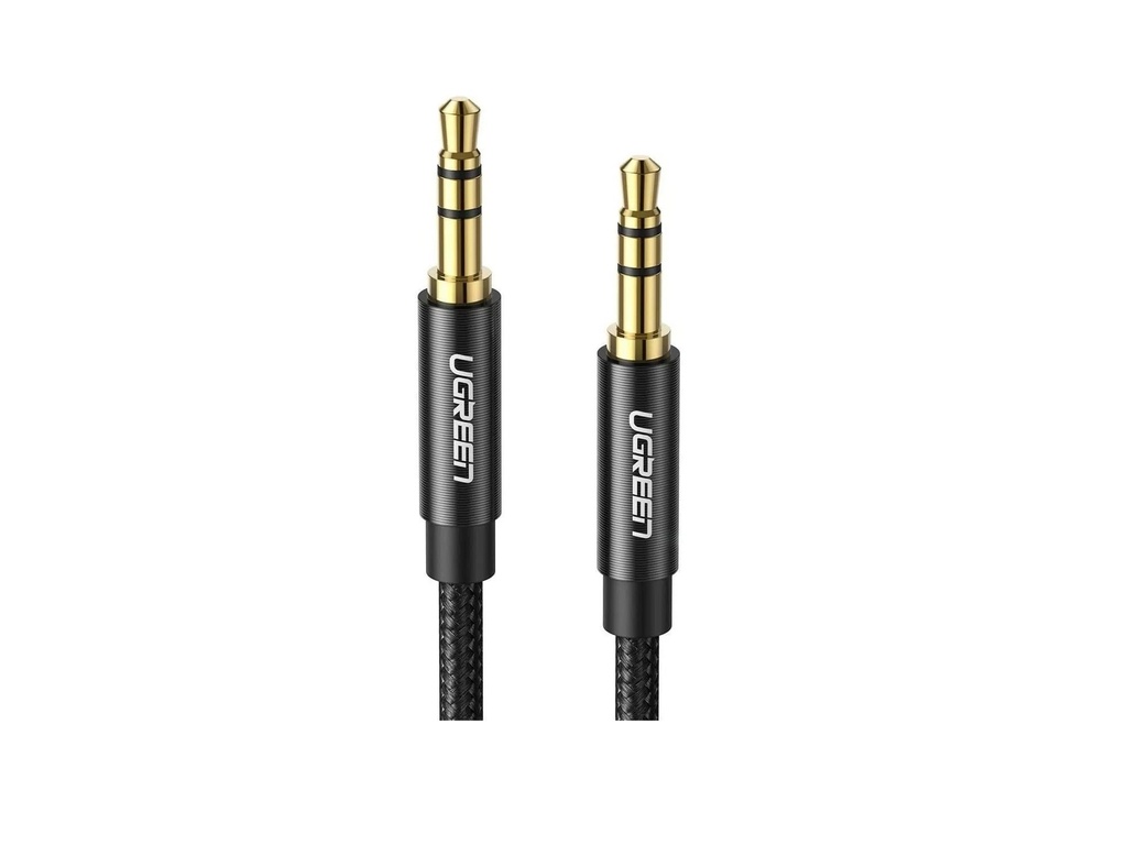 UGREEN 3.5mm Male to 3.5mm Male Cable Gold Plated Metal Case with Braid 1m - Black