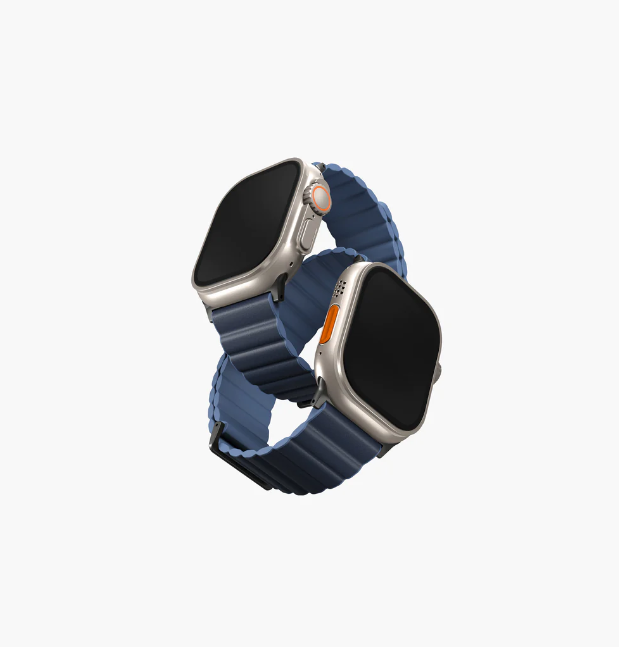 Uniq Revix Premium Edition Reversible Magnetic Leather Apple Watch Strap 49mm / 45mm / 44mm / 42mm - Prussian Prussian / Mist Blue