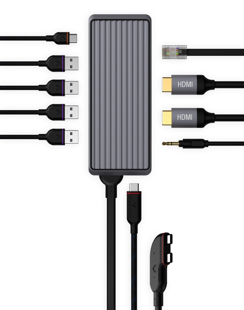 UNISYNK USB-C to 10 Dual Screen Hub with 100W PD power throughput - For Mac - Gray