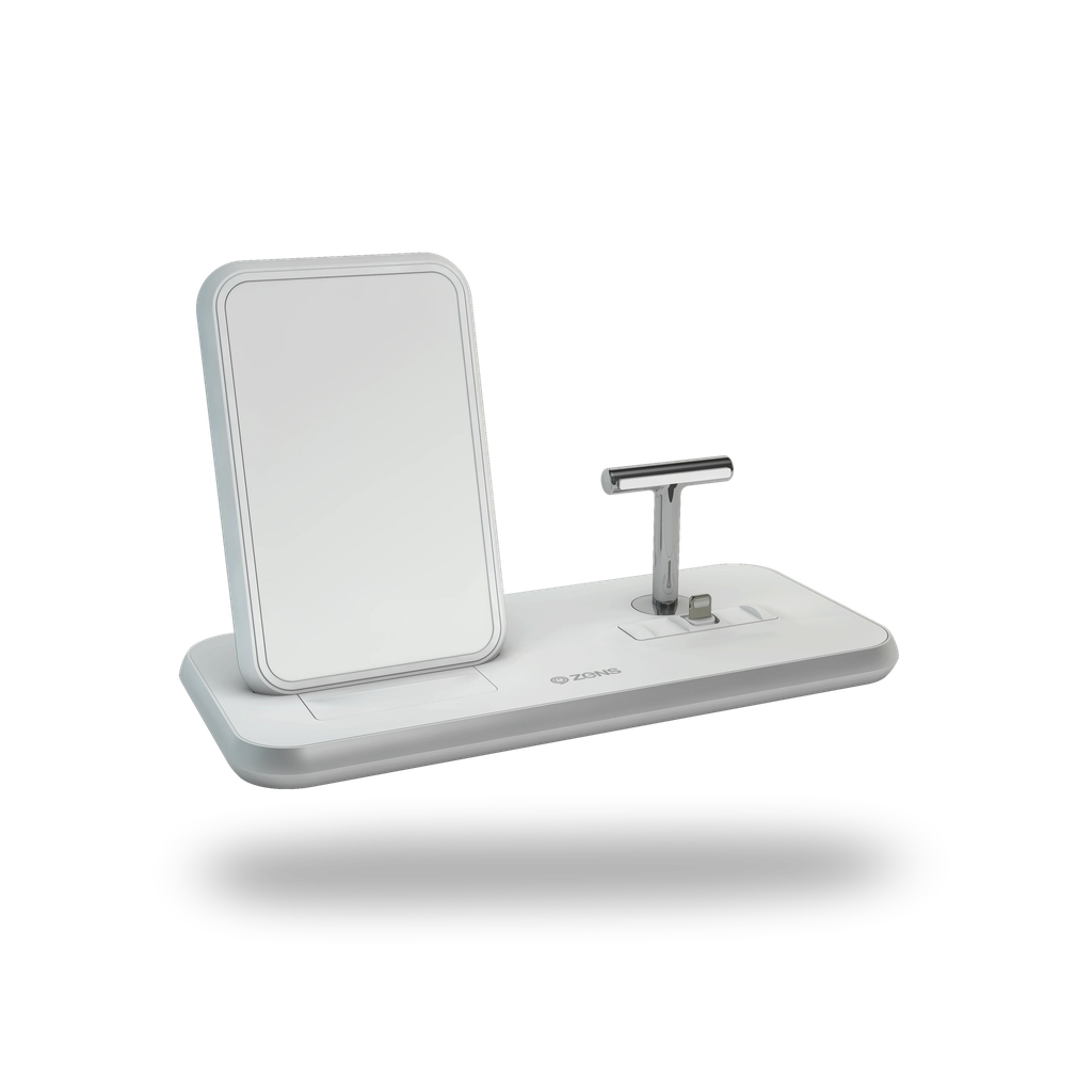 ZENS Stand + Dock Aluminium Wireless Charger - White