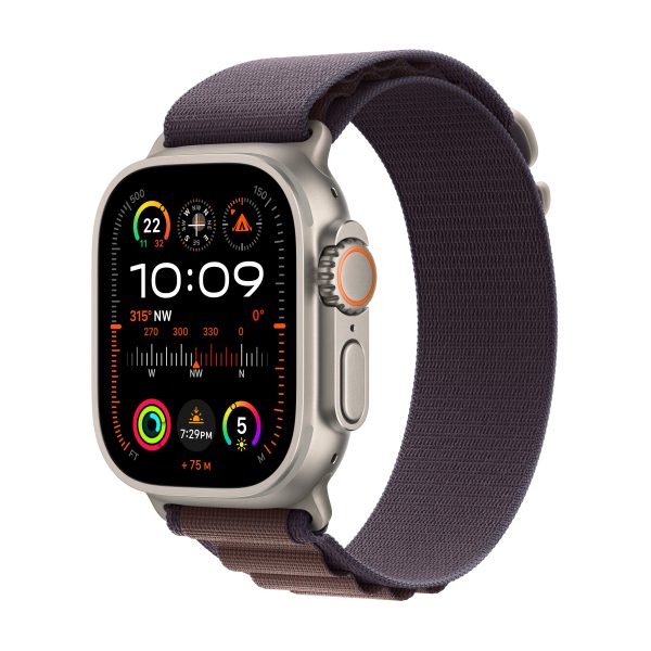 Apple Watch Ultra 2 GPS + Cellular, 49mm Natural Titanium Case with Indigo Alpine Loop - Large