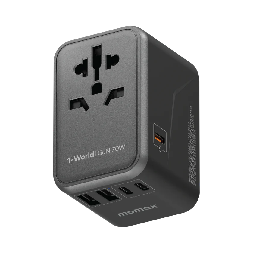 Momax 1-World 7OW GaN 5 ports + AC Travel Adapter (Black)