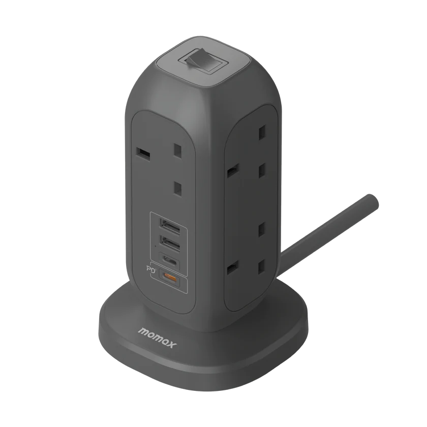 Momax OnePlug 7-Outlet Power Strip With USB (Space Grey)