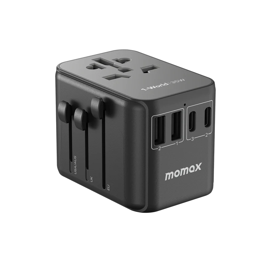 Momax 1-World PD35W 5 ports + AC Travel Adapter (Black)