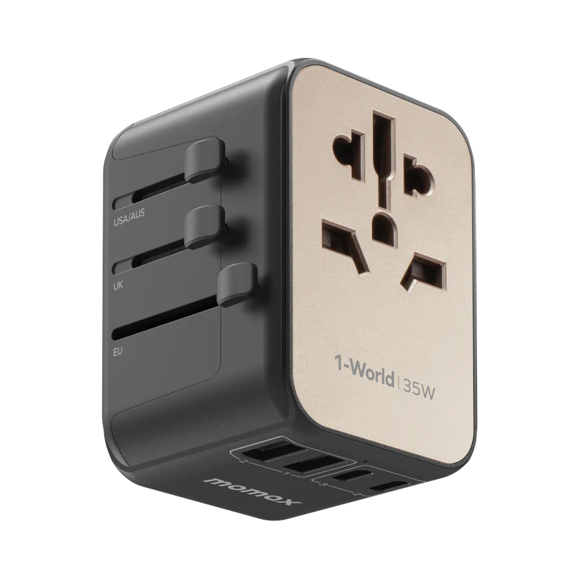 Momax 1-World PD35W 5 ports + AC Travel Adapter (Titanium)