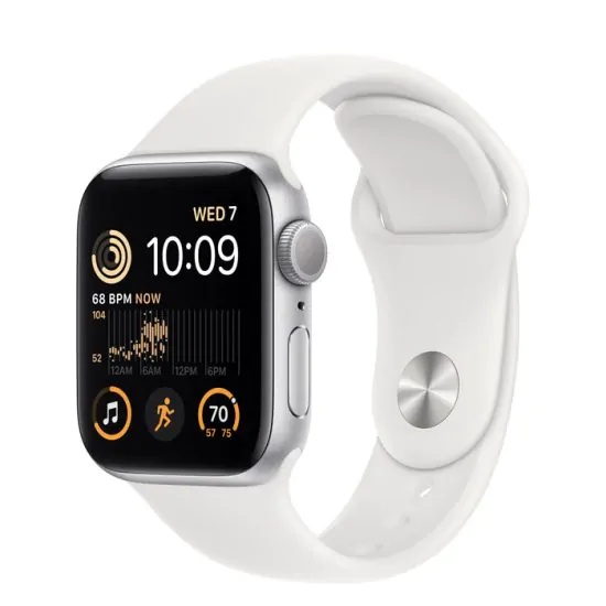 Apple Watch SE 2nd Gen GPS 40mm Silver Aluminum Case with White Sport Band