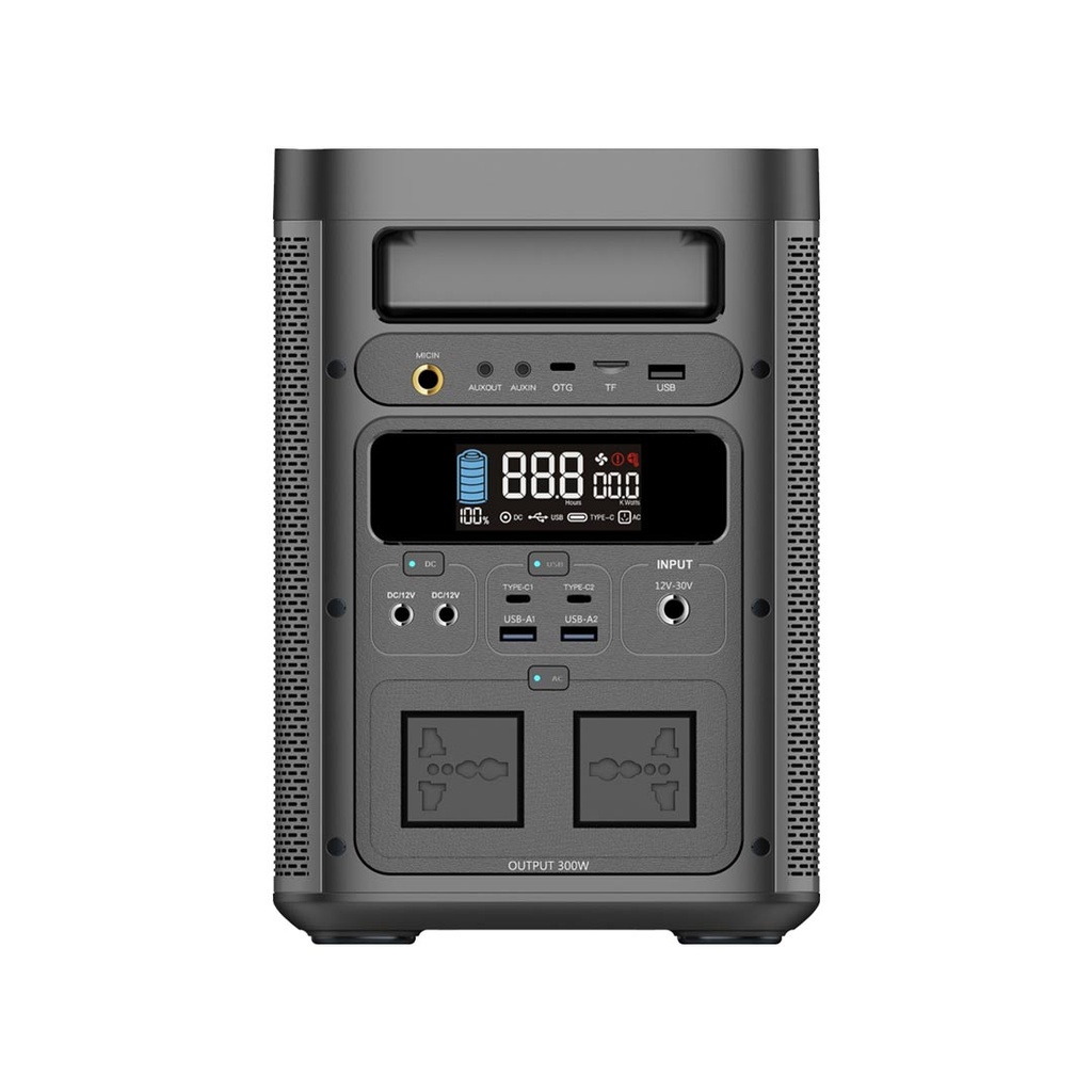 Powerology 90000mAh 300W Portable Generator Integrated Hi-Fi Sound System - Black