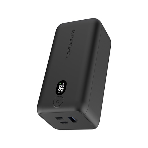 Powerology Onyx 20000mAh Dual USB-C Power Bank Rapid Three-Device Charging - Black