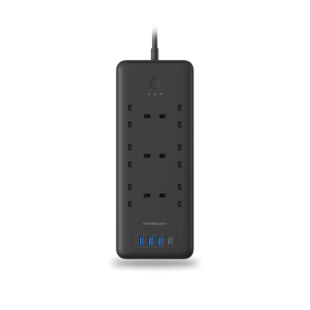 Powerology 6 AC Multi-Port Power Strip 48W - Black