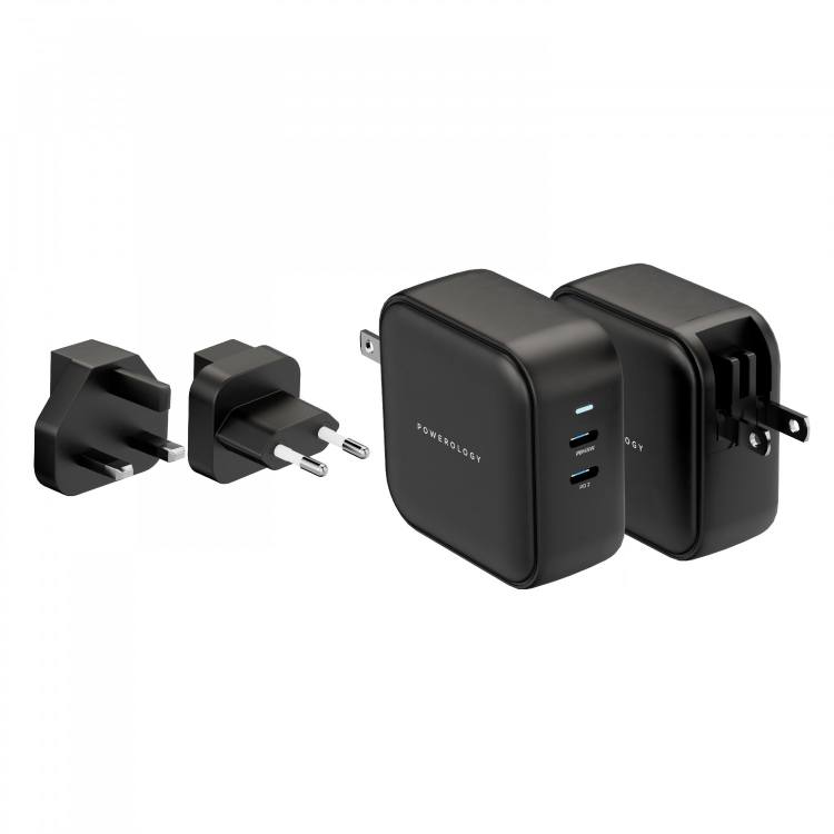 Powerology 65W Dual PD Port World Travel Kit - Black