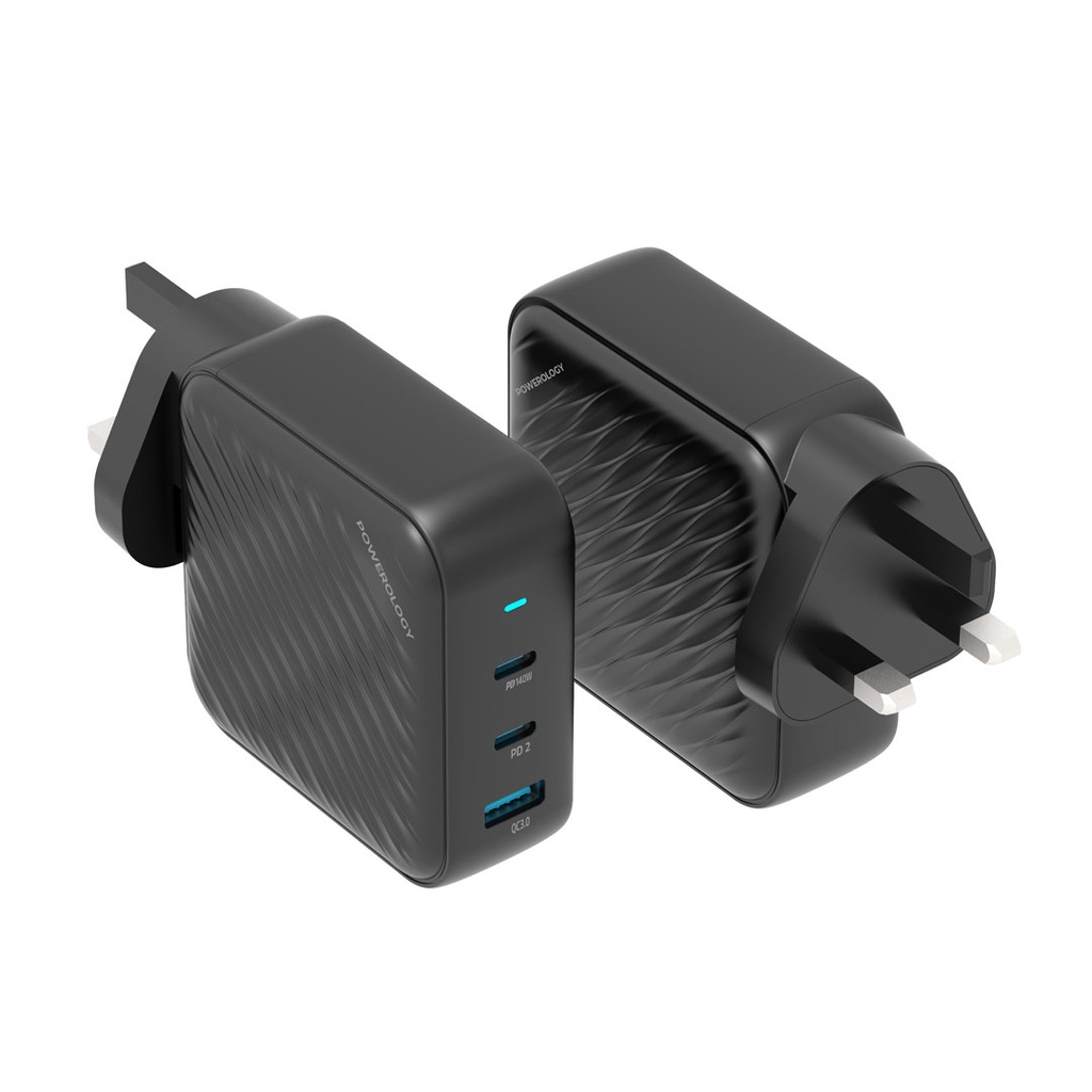 Powerology 140W Dual PD GaN Charger - Black