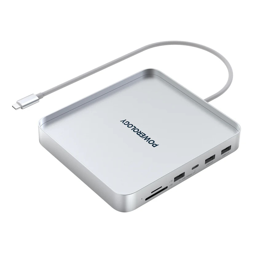 Powerology 24-inch iMac Compatible Usb-C Hub & Stand with SSD Enclosure - Silver