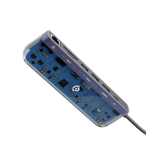 Powerology 7-in-1 USB-C Multi Hub Crystalline Series - Transparent 