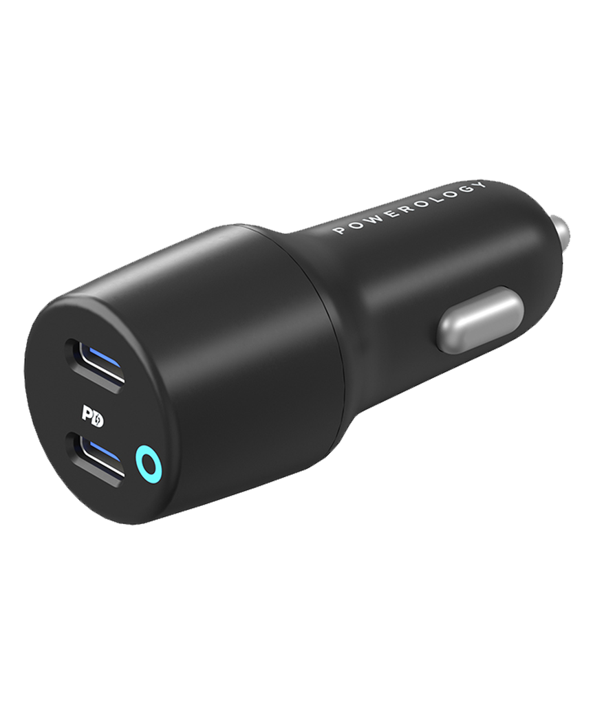 Powerology 47W Ultra-Quick Car Charger Dual Output - Black