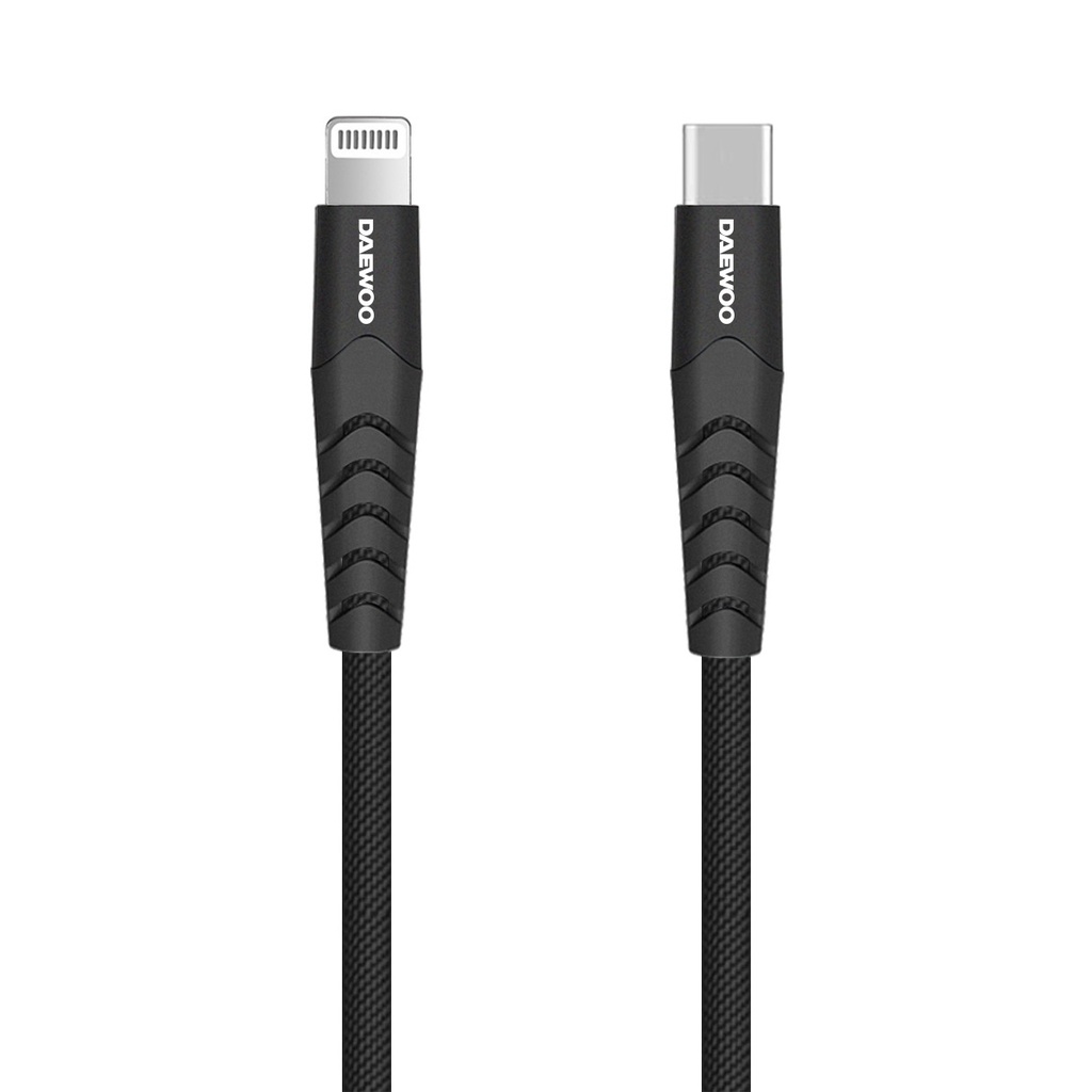 DAEWOO MFI Certified Lightning to USB-C Cable 1 Meter - Black