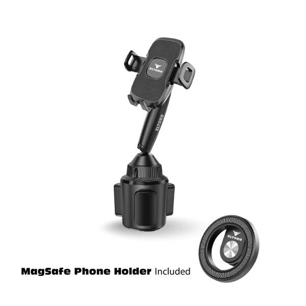 Eltoro Car Cup Holder Phone Mount + MagSafe Phone Holder - Black