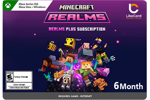 Minecraft Realms plus 6M - BedRock XBOX & PC