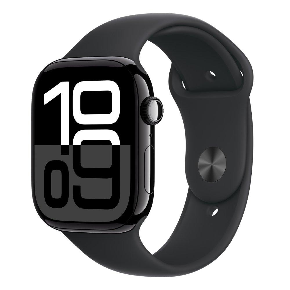 Apple Watch Series 10 GPS 42mm Jet Black Aluminium Case with Black Sport Band - S/M