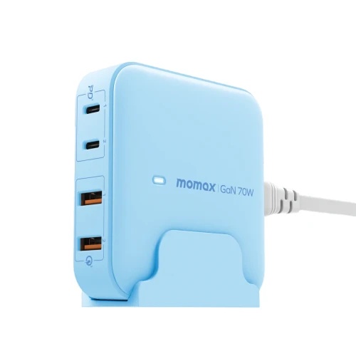 Momax One Plug 70W 4-Port Desktop Charger UK - Blue