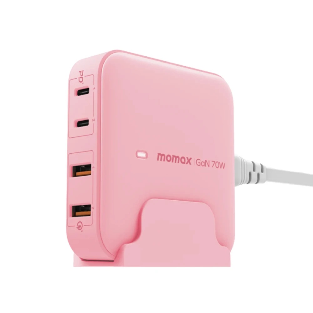 Momax One Plug 70W 4-Port Desktop Charger UK - Pink