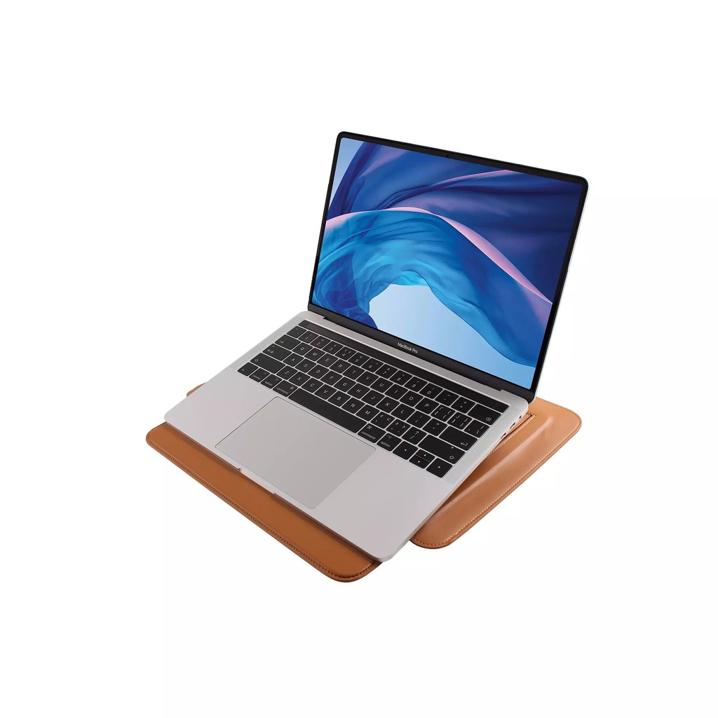 JCPal Ergo Multifunctional Sleeve for 13 inch / 14 inch Laptops & MacBooks – Saddle Brown