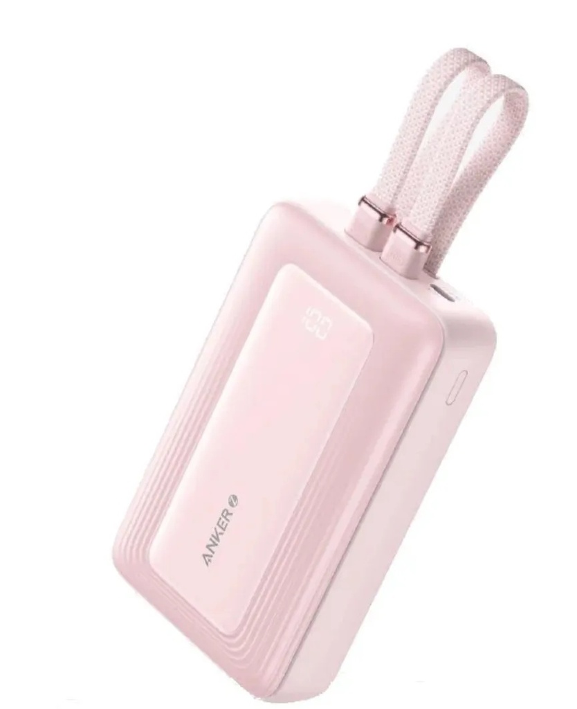 Anker Zolo Power Bank (20K, 30W, Built-In USB-C and Lightning Cable) -Pink