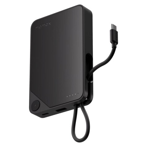 1-Power X Battery Pack (10000mAh) with Built-in USB-C Cable (Black)